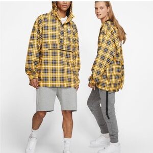 Nike Anorak Hooded Pullover Windbreaker Plaid Jacket Size Small